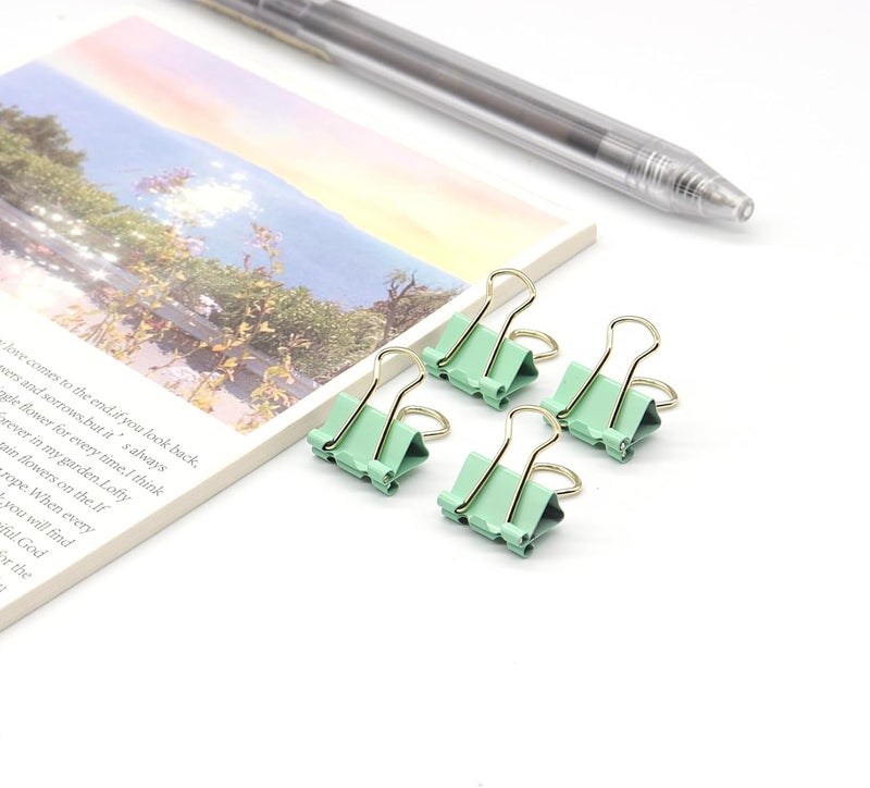 YCVIORING Light Green Binder Clips, Mini Paper Clip, Small Paper Clamps 15mm (5/8 inch), 100 Pack Micro Size Office Clips for Home School and Business (Light Green) - Image 3